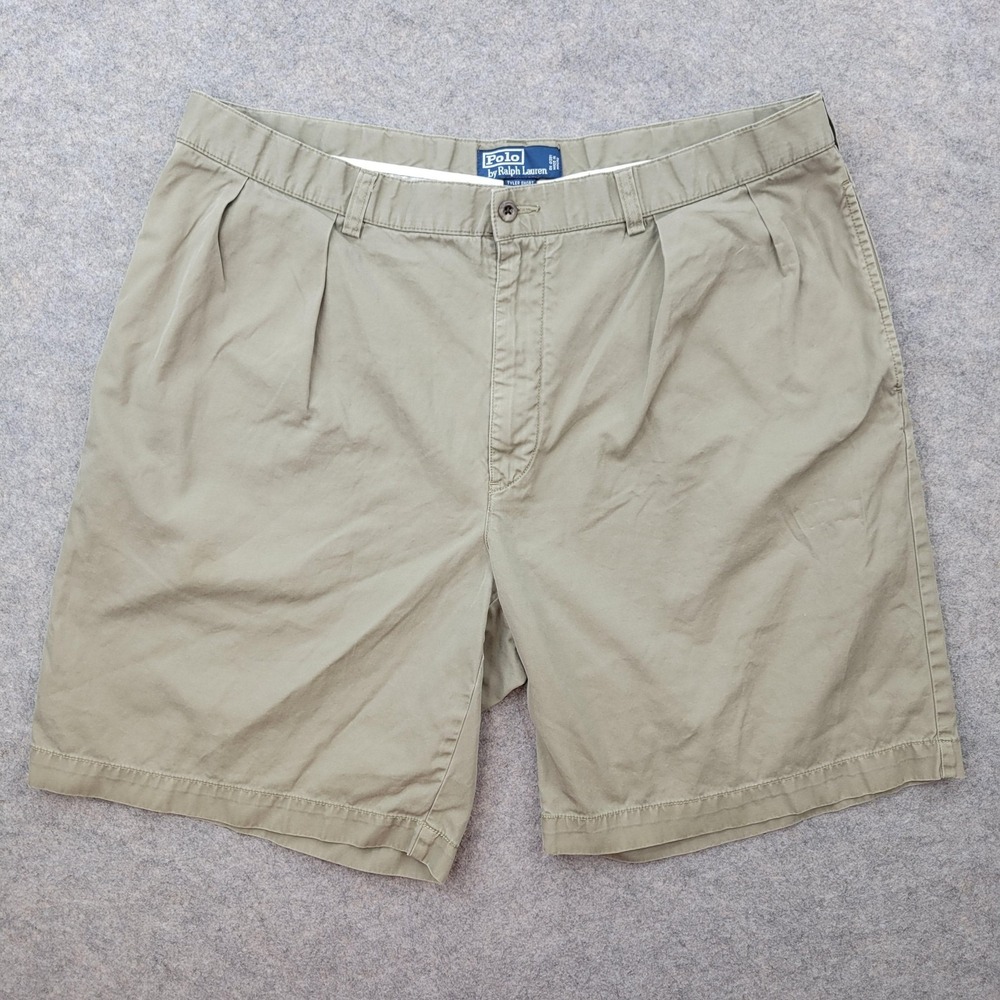 Polo Ralph Lauren Shorts Mens 38 Beige Tyler Pleated Chino 9 Inseam Casual